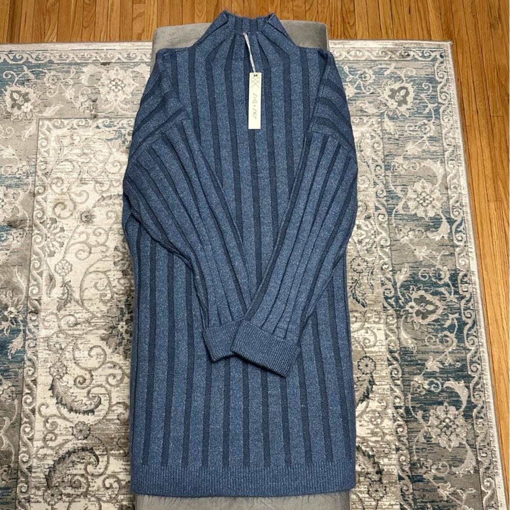 NWT She+Sky Blue Ribbed Sweater Dress Size Large